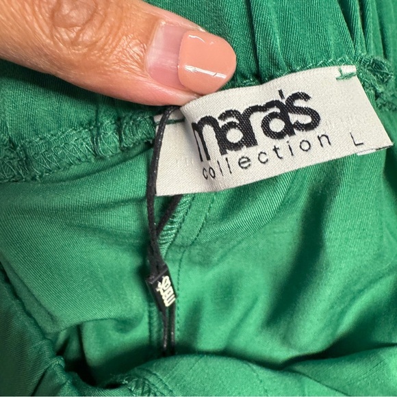 Mara’s Collection Green Satin Wide Leg Pants Size L Made in Greece NWT - Picture 13 of 16